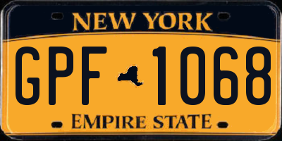 NY license plate GPF1068