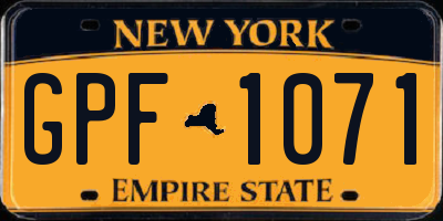NY license plate GPF1071