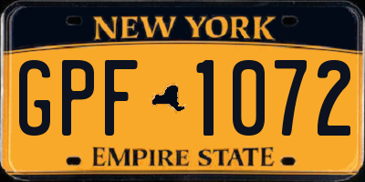 NY license plate GPF1072