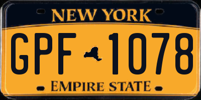 NY license plate GPF1078