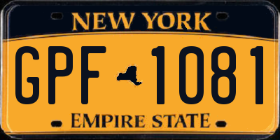 NY license plate GPF1081