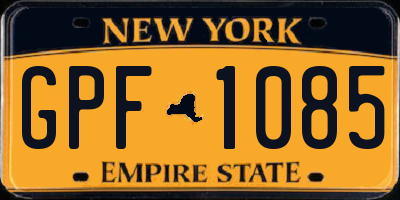 NY license plate GPF1085