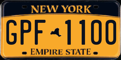 NY license plate GPF1100