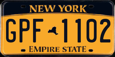NY license plate GPF1102