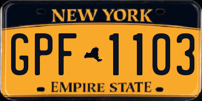NY license plate GPF1103