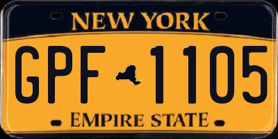 NY license plate GPF1105