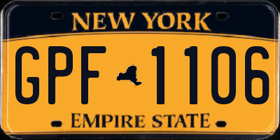 NY license plate GPF1106