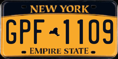 NY license plate GPF1109