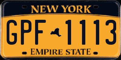 NY license plate GPF1113