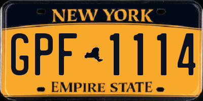 NY license plate GPF1114