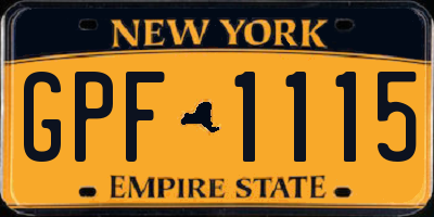NY license plate GPF1115