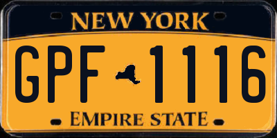 NY license plate GPF1116