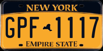 NY license plate GPF1117