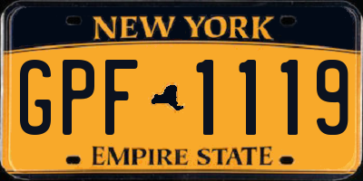 NY license plate GPF1119