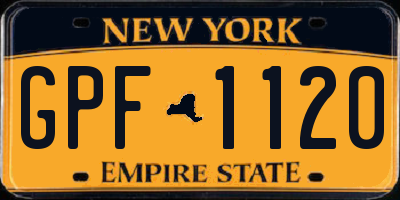 NY license plate GPF1120