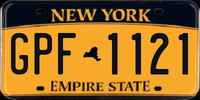 NY license plate GPF1121