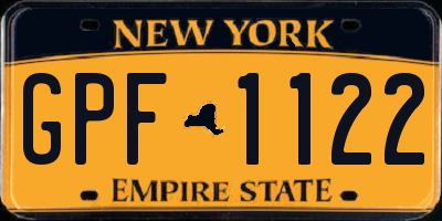 NY license plate GPF1122
