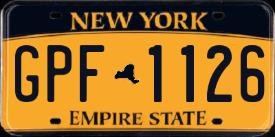 NY license plate GPF1126