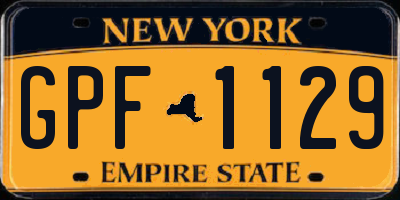 NY license plate GPF1129