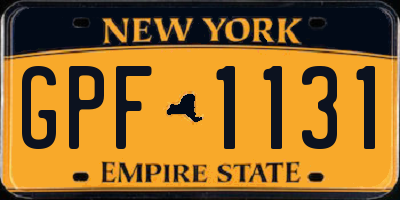 NY license plate GPF1131