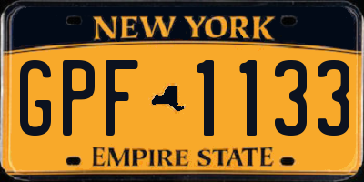 NY license plate GPF1133