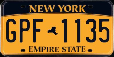 NY license plate GPF1135