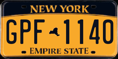 NY license plate GPF1140