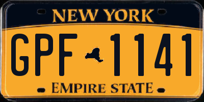 NY license plate GPF1141