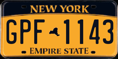 NY license plate GPF1143