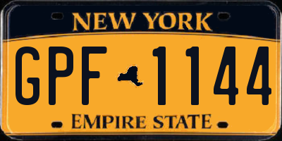 NY license plate GPF1144