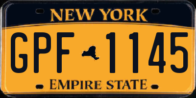 NY license plate GPF1145