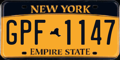 NY license plate GPF1147