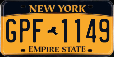 NY license plate GPF1149