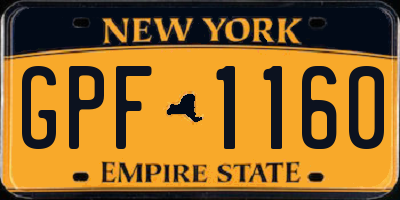 NY license plate GPF1160