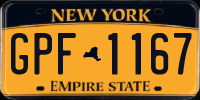 NY license plate GPF1167