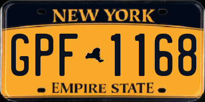 NY license plate GPF1168