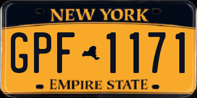 NY license plate GPF1171