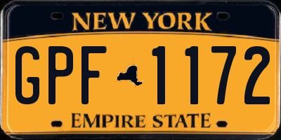 NY license plate GPF1172