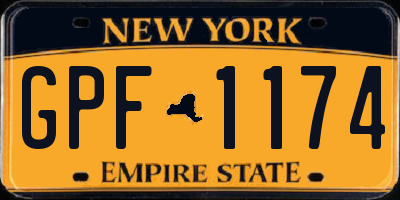 NY license plate GPF1174