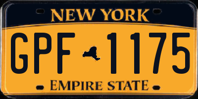 NY license plate GPF1175