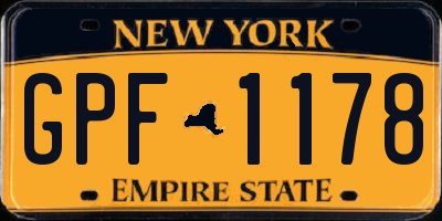 NY license plate GPF1178