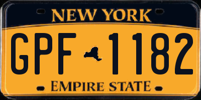 NY license plate GPF1182