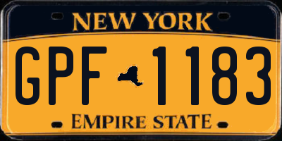 NY license plate GPF1183