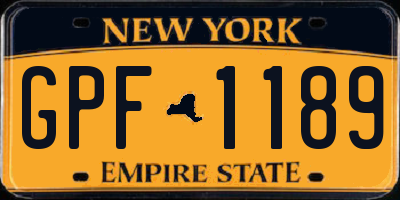 NY license plate GPF1189