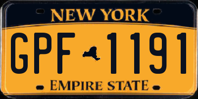 NY license plate GPF1191