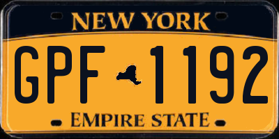 NY license plate GPF1192