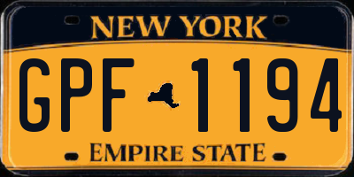NY license plate GPF1194