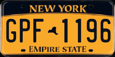 NY license plate GPF1196