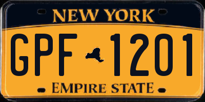 NY license plate GPF1201