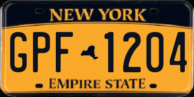 NY license plate GPF1204